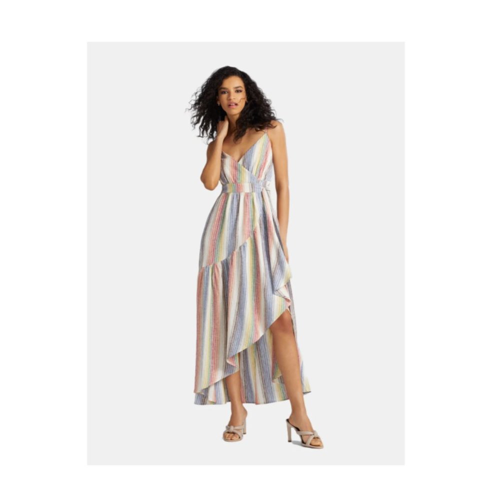 NWT! Linen Wrap Dress Gabrielle Union Women's Ruffle Cami Dress (xs)
